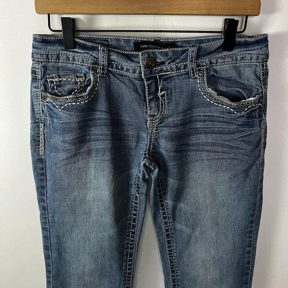 Y2K Rue21 TwentyOne Black‎ Jeans Women Sz 5/6R Light Wash Low Rise Slim Bootcut